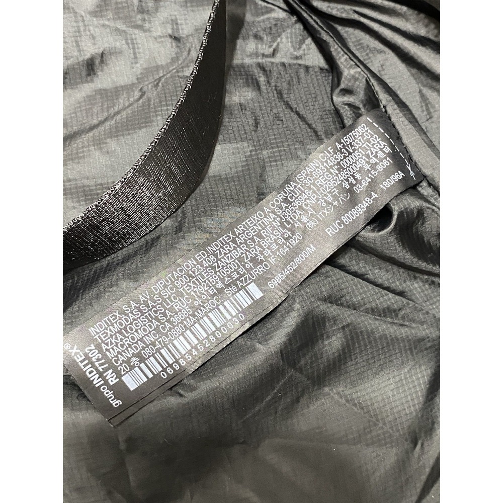 Zara DNWR Mens Black Ripstop Hooded Puffer Jacket Size M Quilted Techwear - Picture 7 of 11